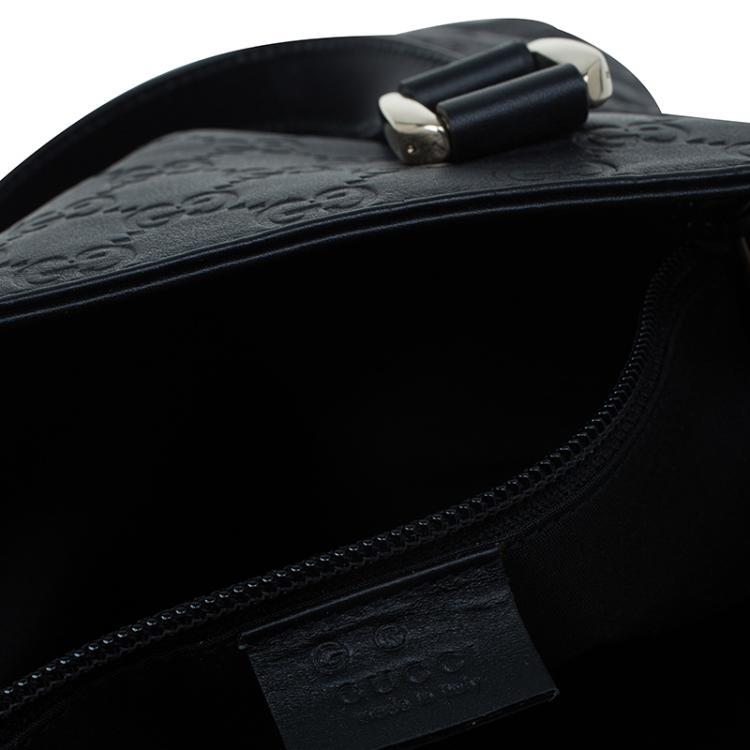 Pre Owned Gucci Black Guccissima Leather Slim Portfolio Tote