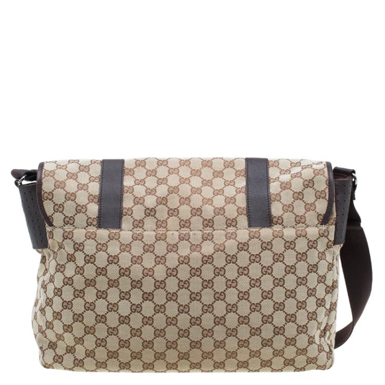 Pre Owned Gucci Beige/Ebony GG Canvas Messenger Bag