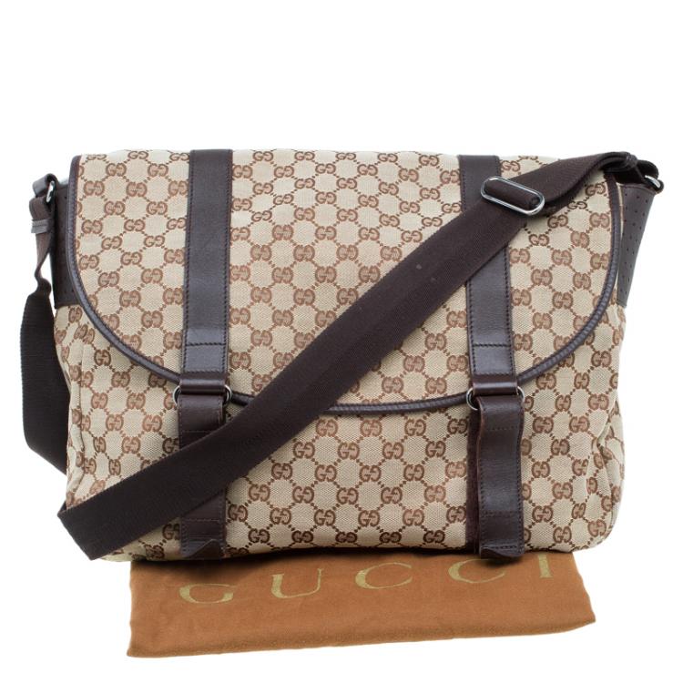 Pre Owned Gucci Beige/Ebony GG Canvas Messenger Bag
