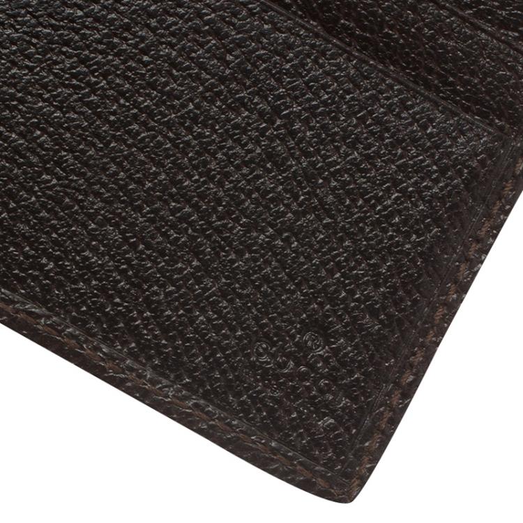 Pre Owned Gucci Brown Guccissima Supreme Canvas Web Detail Bi-Fold Wallet 