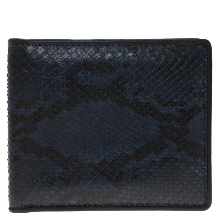 Gucci Blue Snake Skin Bi-Fold Wallet 