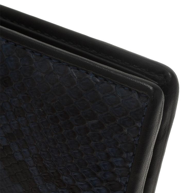 Pre Owned Gucci Blue Snake Skin Bi-Fold Wallet