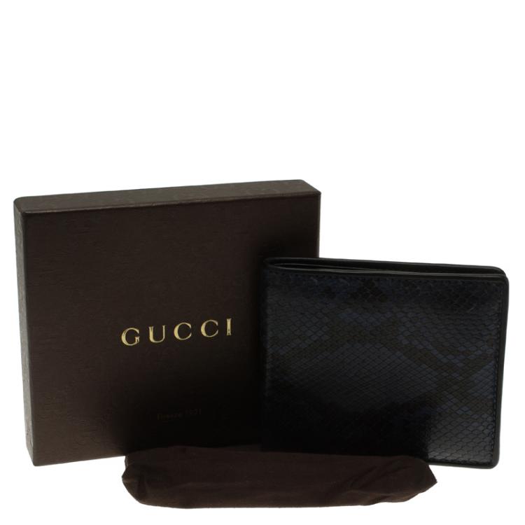 Pre Owned Gucci Blue Snake Skin Bi-Fold Wallet