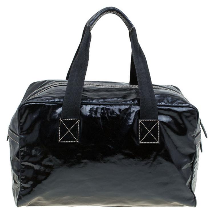Pre Owned Gucci Black Coated Fabric Carryall Duffle Bag