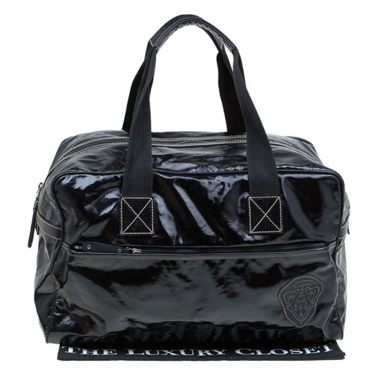 Pre Owned Gucci Black Coated Fabric Carryall Duffle Bag
