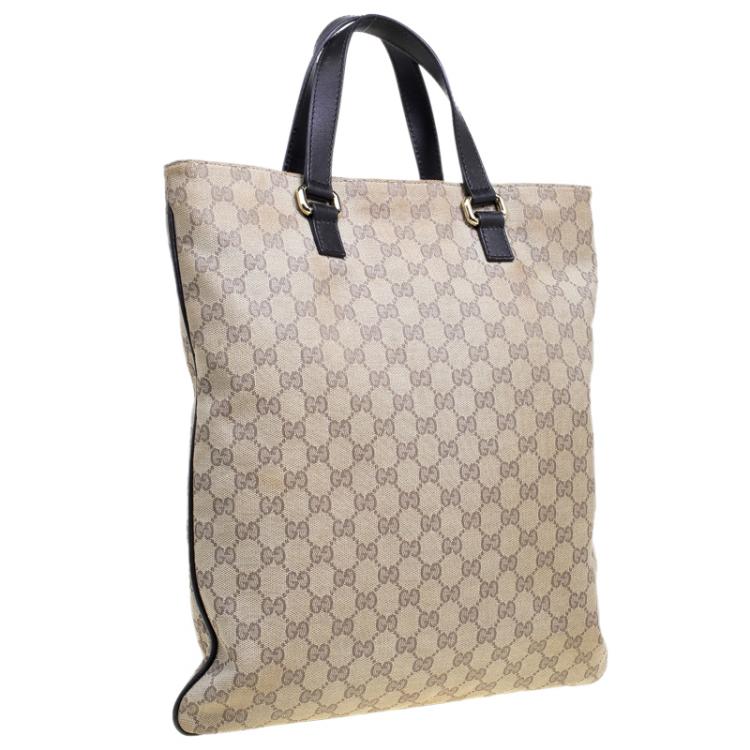 Pre Owned Gucci Beige GG Canvas Portfolio Shopper Tote