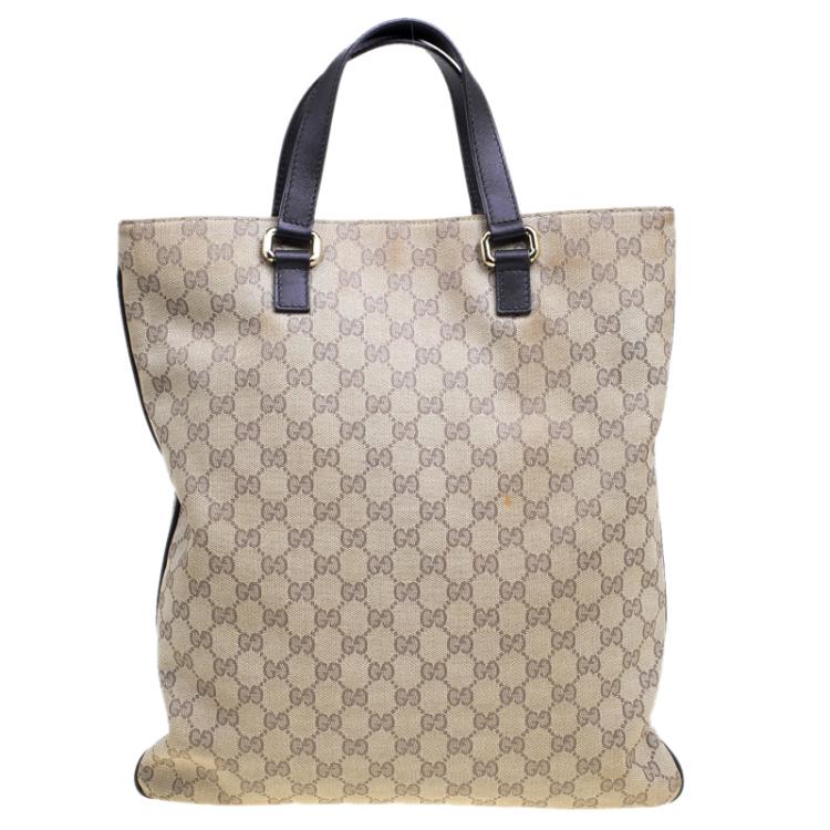 Pre Owned Gucci Beige GG Canvas Portfolio Shopper Tote