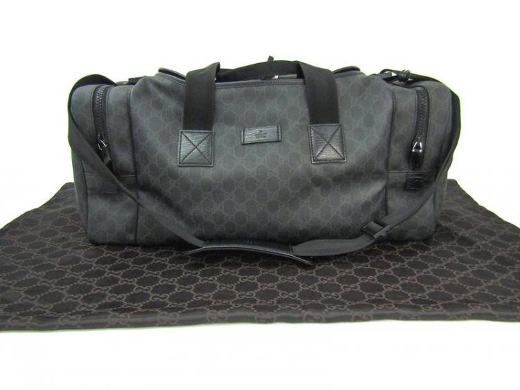 Pre Owned Gucci Black GG Supreme Coated Canvas Duffel Bag