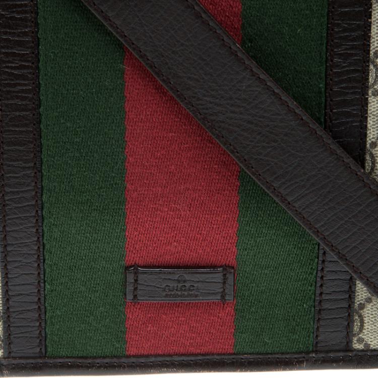 Pre Owned Gucci Beige/Brown GG Supreme Canvas Web Messenger Bag