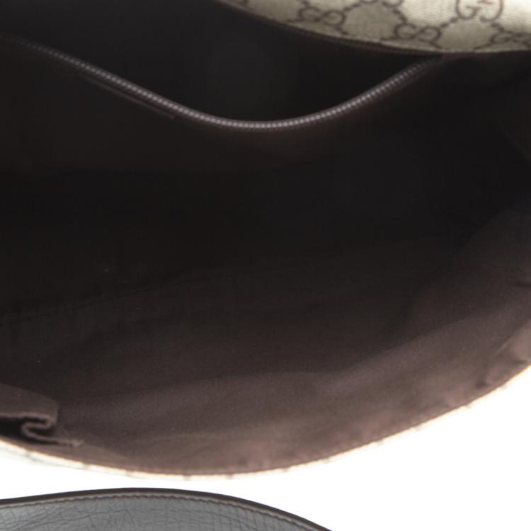 Pre Owned Gucci Beige/Brown GG Supreme Canvas Web Messenger Bag