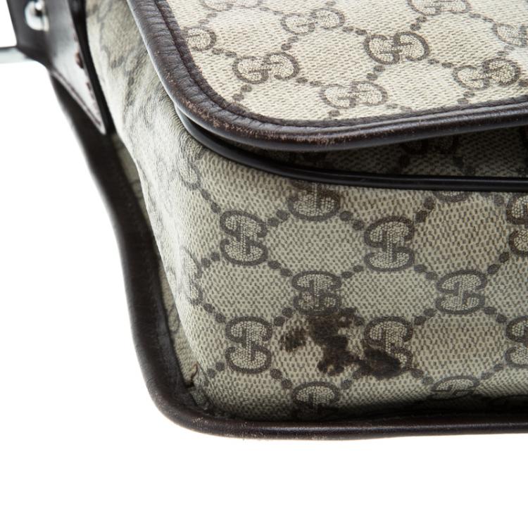 Pre Owned Gucci Beige/Brown GG Supreme Canvas Web Messenger Bag
