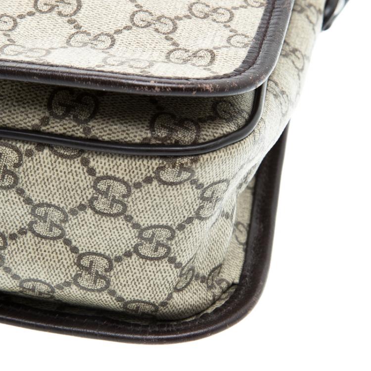 Pre Owned Gucci Beige/Brown GG Supreme Canvas Web Messenger Bag