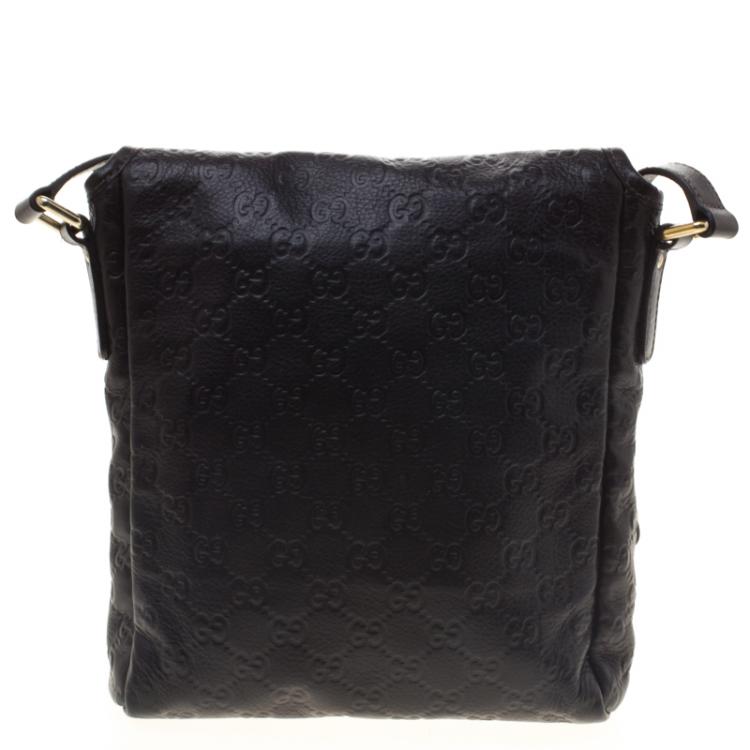 Pre Owned Gucci Dark Brown Guccissima Leather Messenger Bag