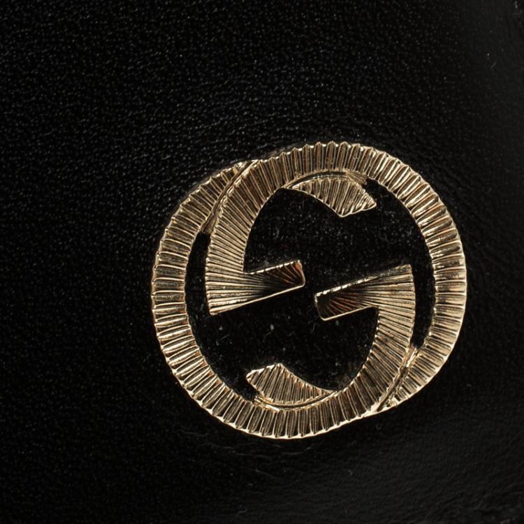 Pre Owned Gucci Black Leather GG Logo Card Holder