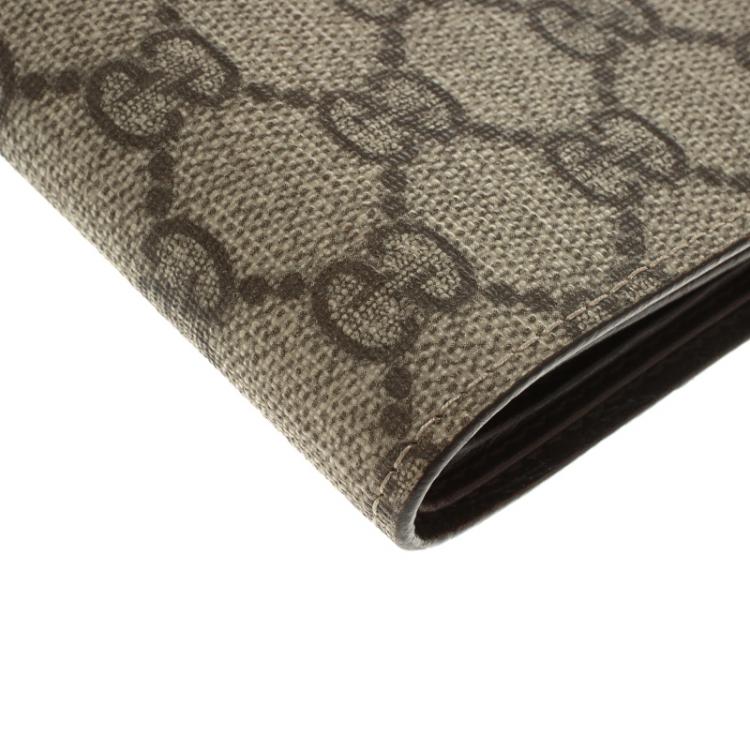 Pre Owned Gucci Beige GG Supreme Canvas Bi Fold Wallet