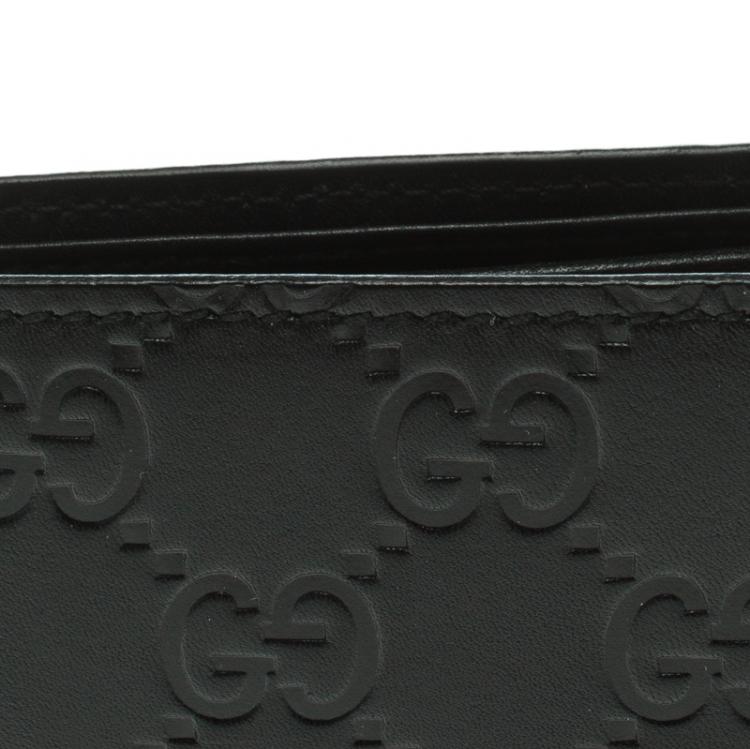 Pre Owned Gucci Black Guccissima Leather Bi Fold Wallet