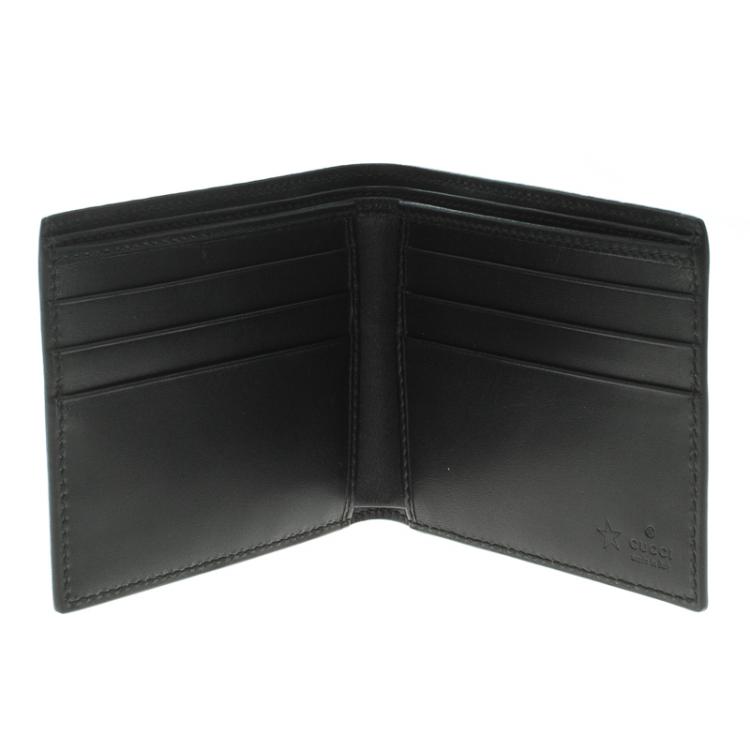 Pre Owned Gucci Black Guccissima Leather Bi Fold Wallet