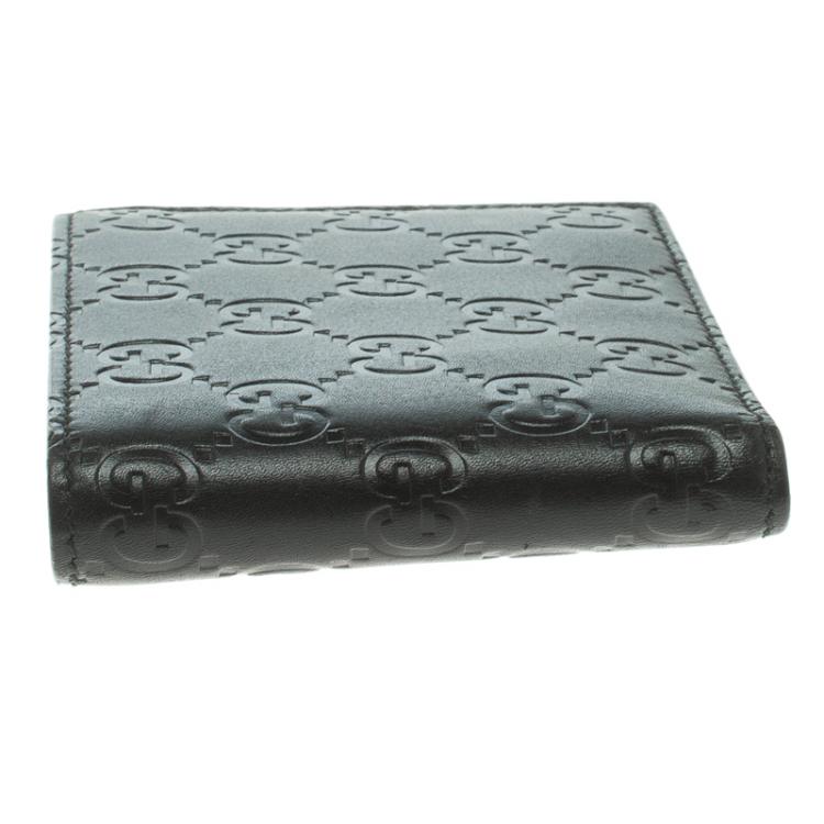 Pre Owned Gucci Black Guccissima Leather Bi Fold Wallet