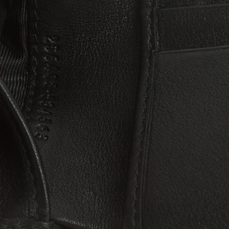 Pre Owned Gucci Black Leather Micro Guccissima  Trim Bi-Fold Wallet