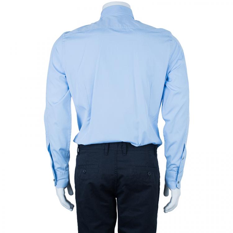 Pre Owned Gucci Men's Light Blue Cotton Shirt L