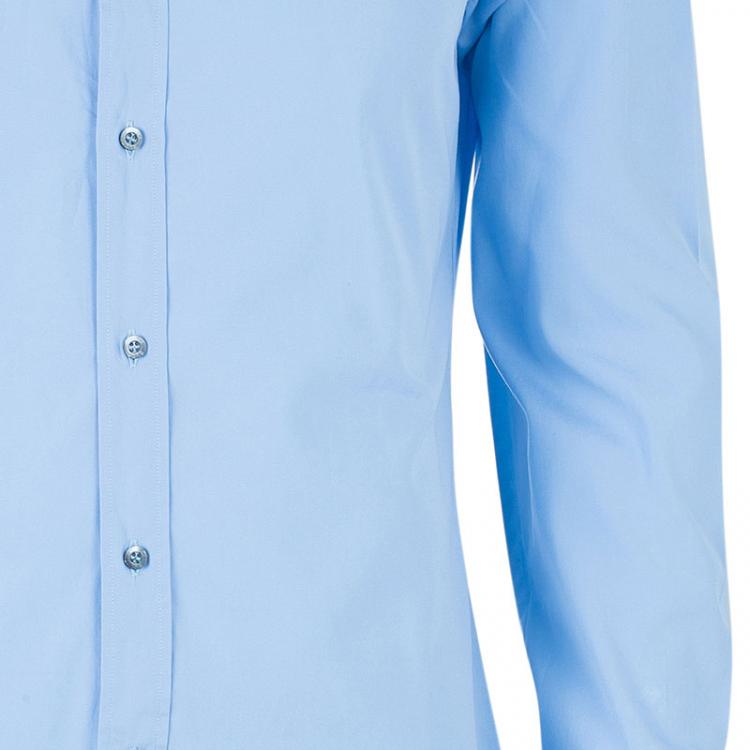 Pre Owned Gucci Men's Light Blue Cotton Shirt L