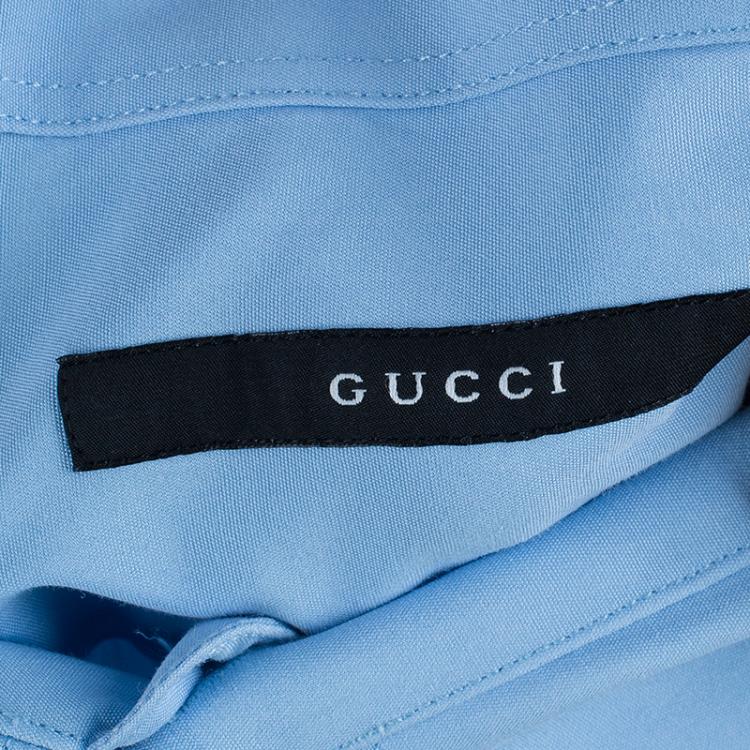 Pre Owned Gucci Men's Light Blue Cotton Shirt L