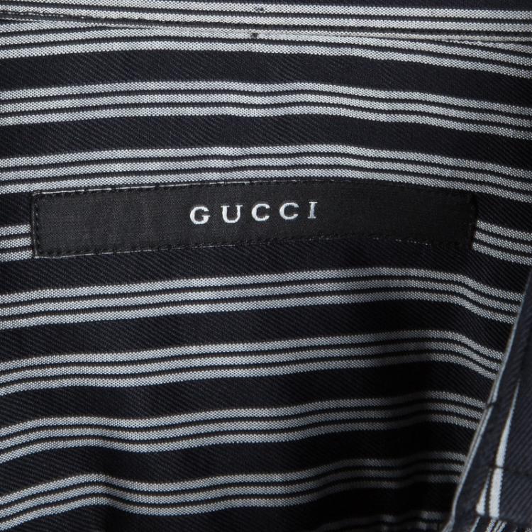 Pre Owned Gucci Monochrome Striped Long Sleeve Button Front Shirt S