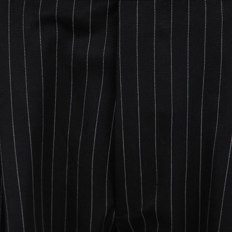 Pre Owned Gucci Black Wool Pinstriped Tailored Suit L