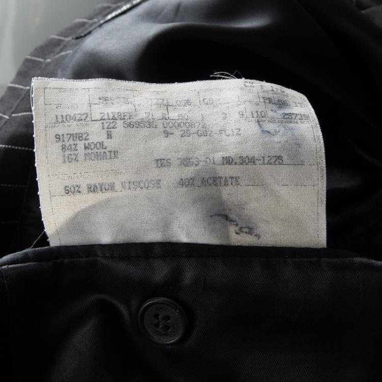 Pre Owned Gucci Black Wool Pinstriped Tailored Suit L
