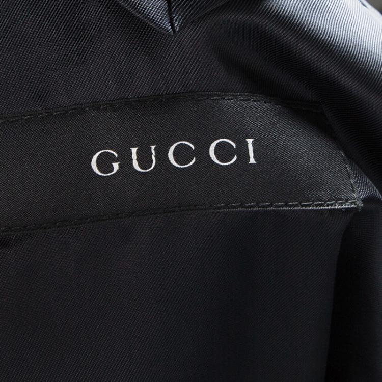 مملوكة مسبقًا Kris Knight For Gucci Navy Blue Floral Printed Silk Jacket XXXL
