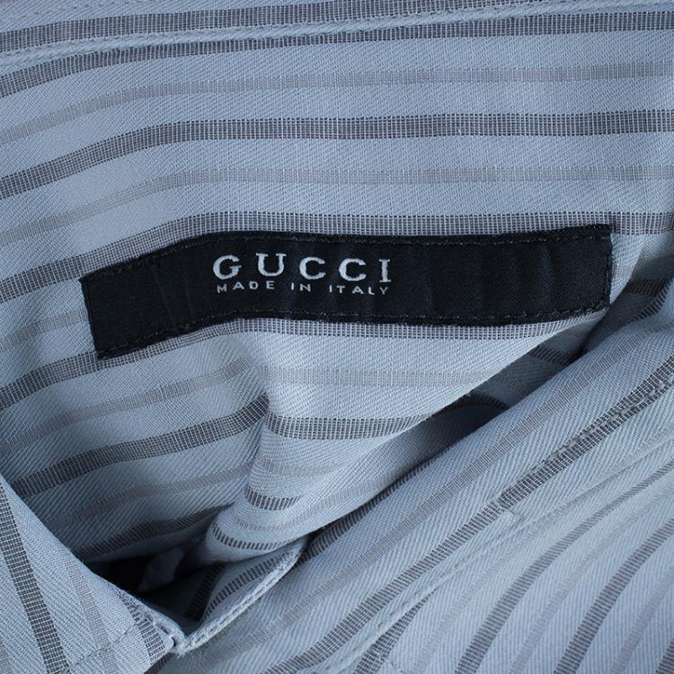 Pre Owned Gucci Men's Grey Striped Shirt S
