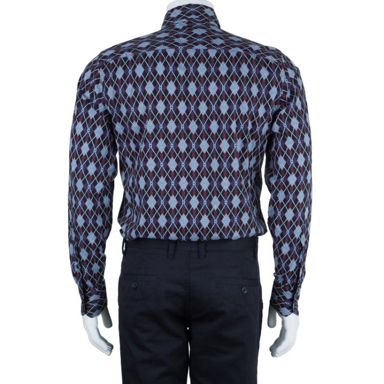 Pre Owned Gucci Men's Diagonal Link Fitted Cotton Shirt M
