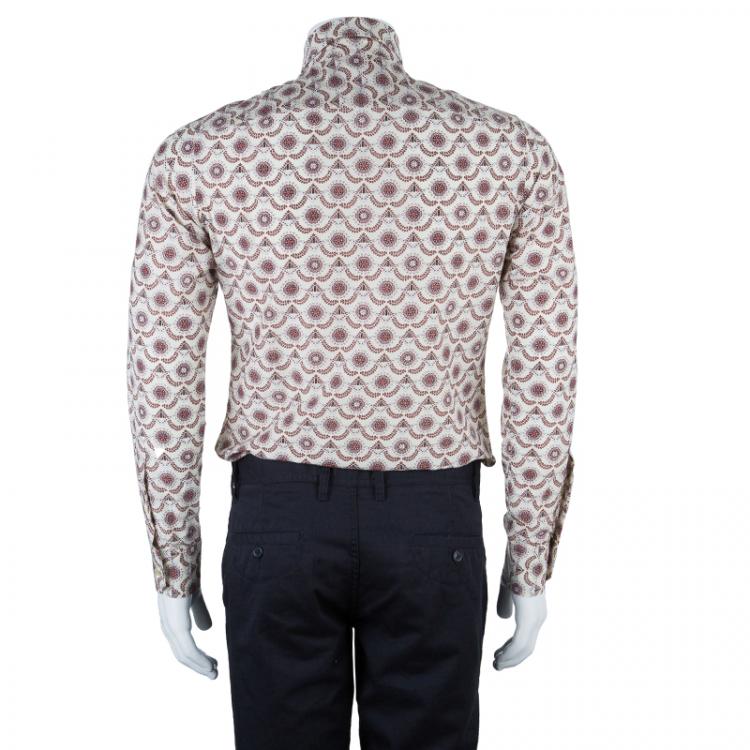 Pre Owned Gucci Men's Multi-printed Cotton Shirt M