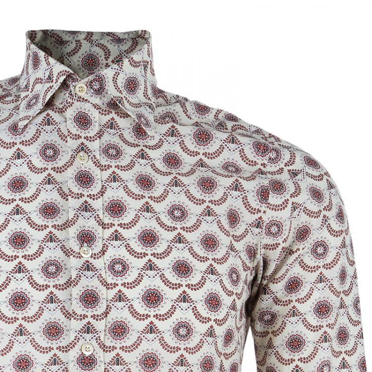 Pre Owned Gucci Men's Multi-printed Cotton Shirt M