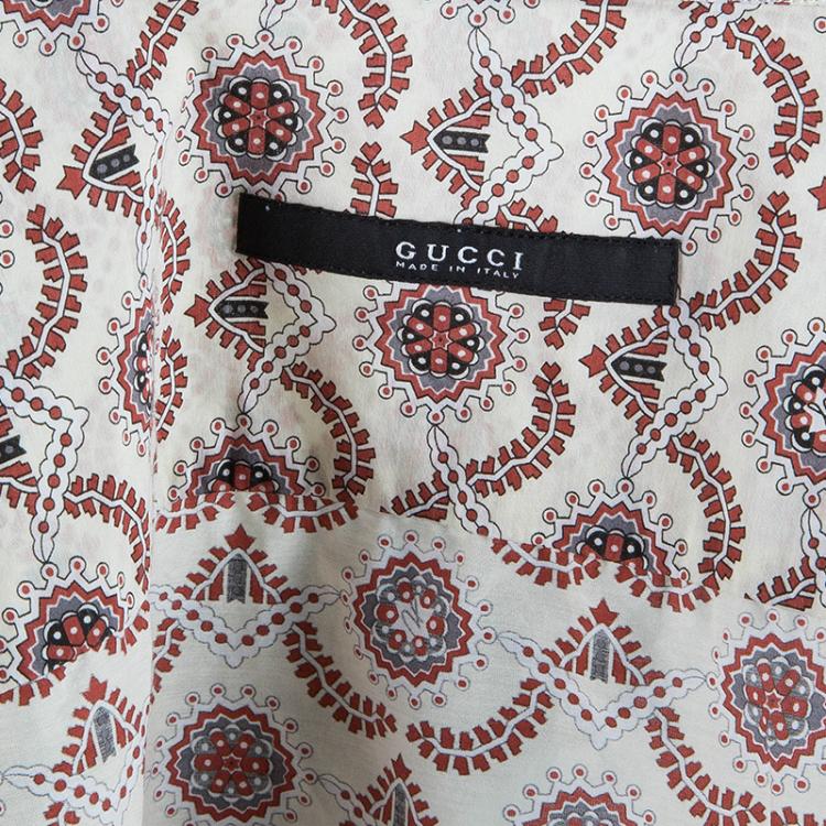 Pre Owned Gucci Men's Multi-printed Cotton Shirt M