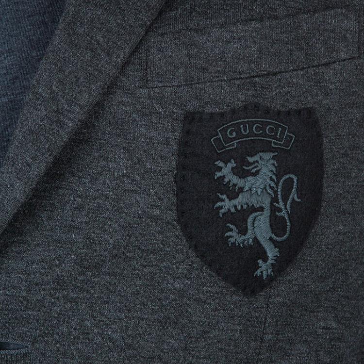 Pre Owned Gucci Men's Grey Crest Detail Blazer S