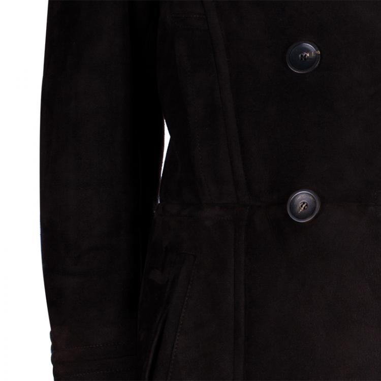 Pre Owned Gucci Men's Brown Suede Fur Jacket L