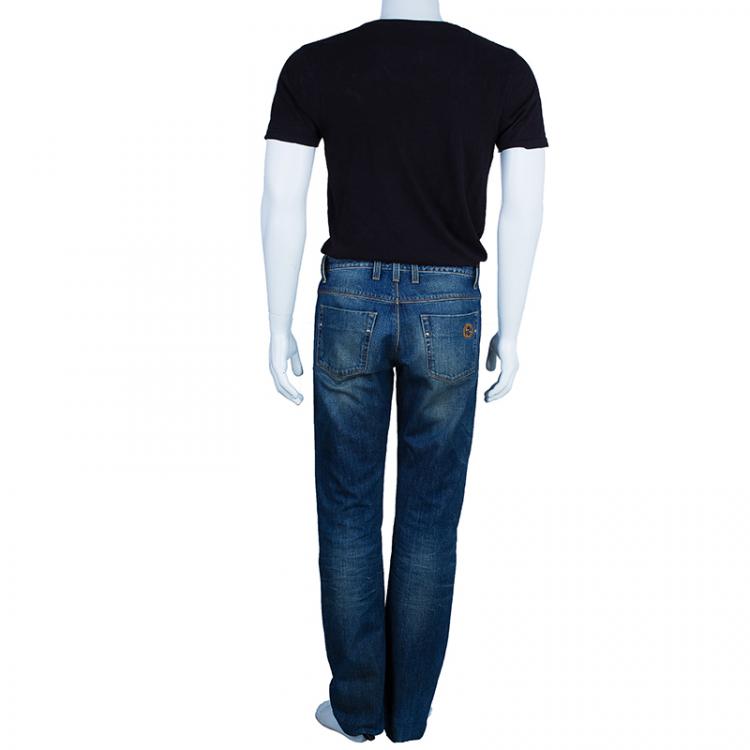 Pre Owned Gucci Men's Blue Regular Denim Pants S