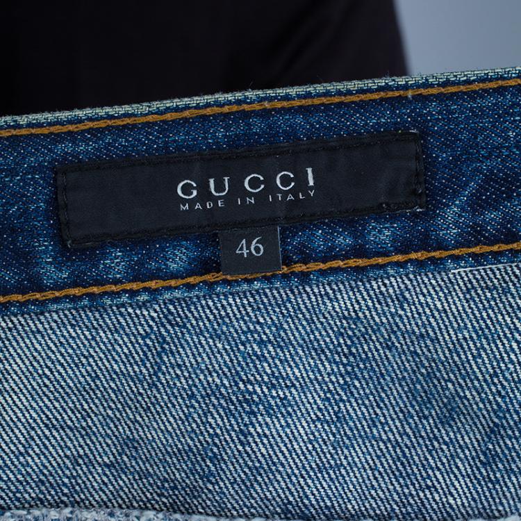 Pre Owned Gucci Men's Blue Regular Denim Pants S
