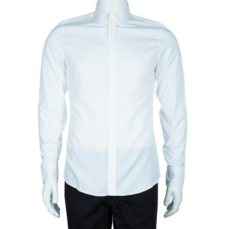 Pre Owned Gucci Men's White Slim Fit Cotton Shirt M
