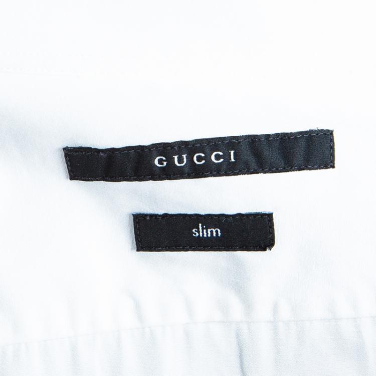 Pre Owned Gucci Men's White Slim Fit Cotton Shirt M