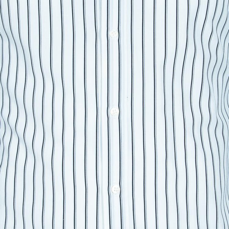 Pre Owned Gucci Men's White Striped Cotton Shirt M