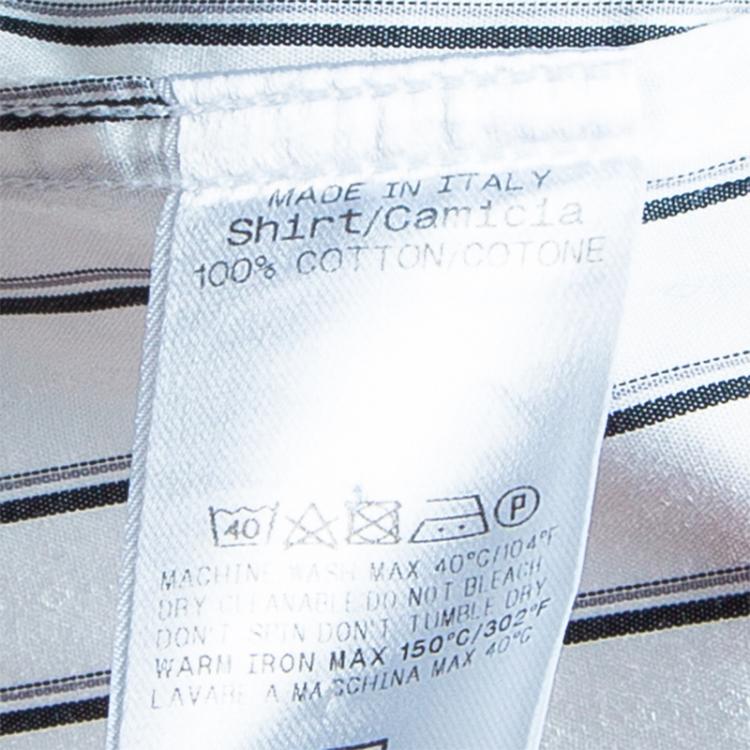 Pre Owned Gucci Men's White Striped Cotton Shirt M