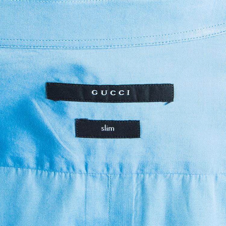 Pre Owned Gucci Men's Blue Cotton Shirt M