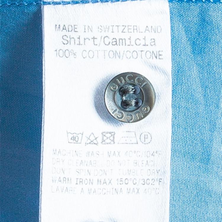 Pre Owned Gucci Men's Blue Cotton Shirt M