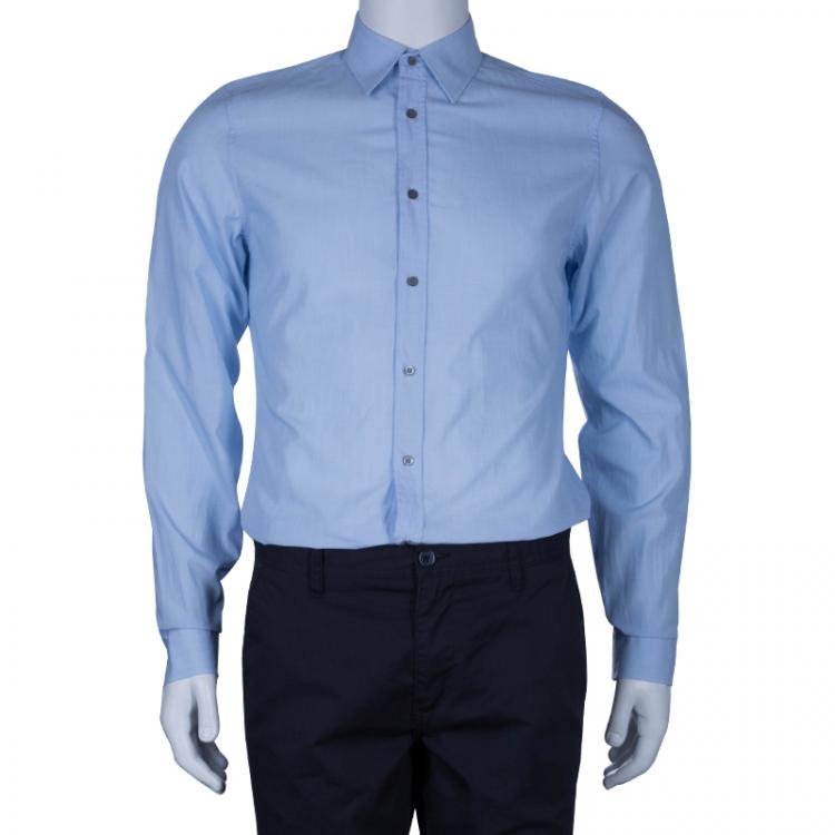 Pre Owned Gucci Men's Blue Slim Cotton Shirt M