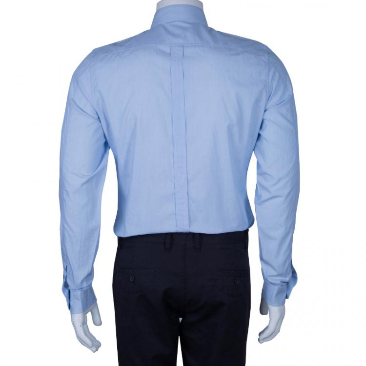 Pre Owned Gucci Men's Blue Slim Cotton Shirt M