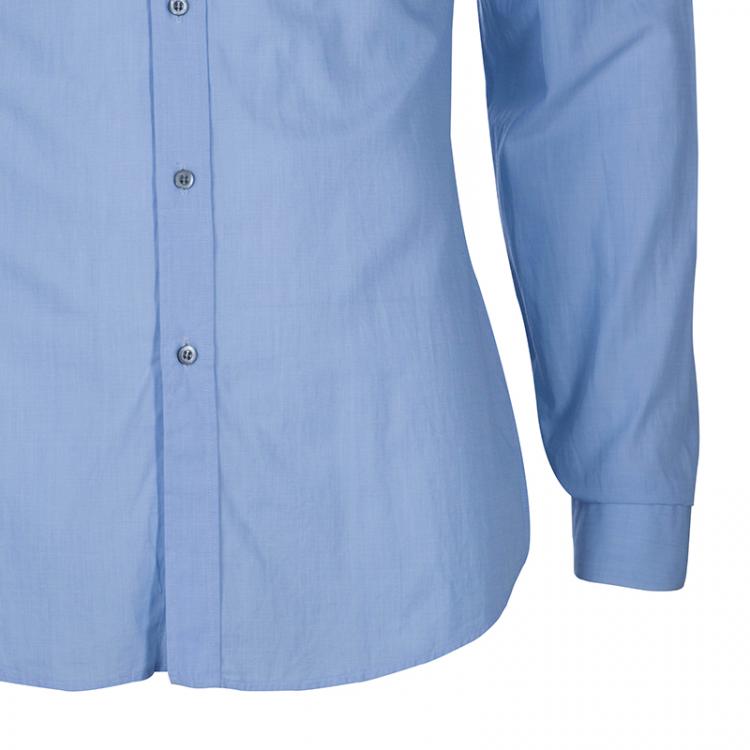 Pre Owned Gucci Men's Blue Slim Cotton Shirt M
