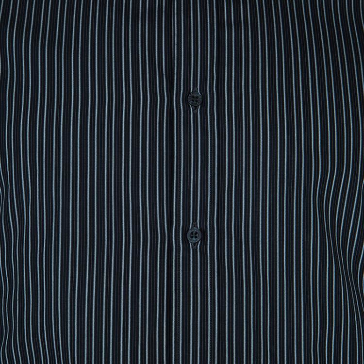 Pre Owned Gucci Men's Black Striped Slim Fit Shirt M