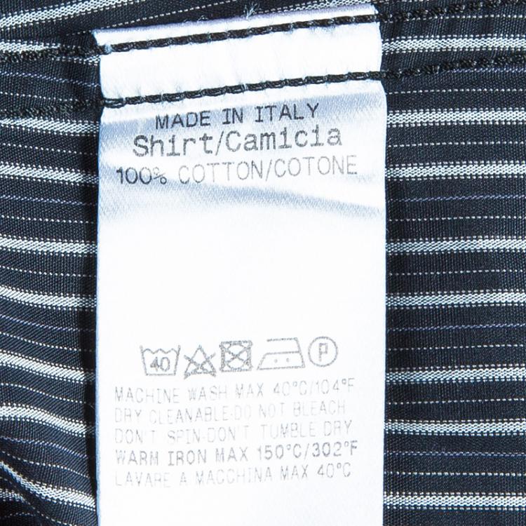 Pre Owned Gucci Men's Black Striped Slim Fit Shirt M